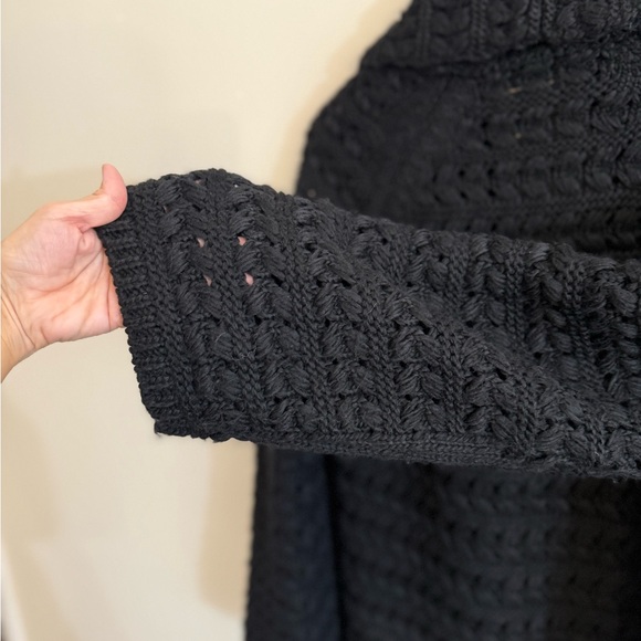 Zara Long Textured knit Coat With Wide Lapel Collar/Sleeves medium - Picture 12 of 16